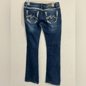 Miss Me Women's Size 27 Signature-Rise Boot Low-Rise Distressed Jeans 30x33